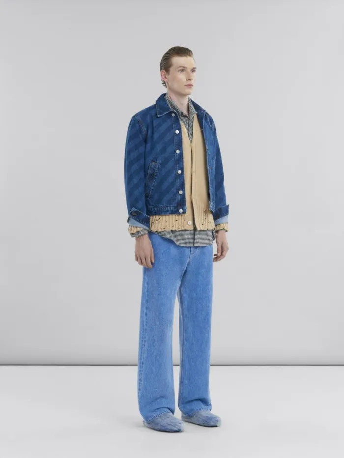Men Marni Pants Blue Organic Denim WideLeg Jeans