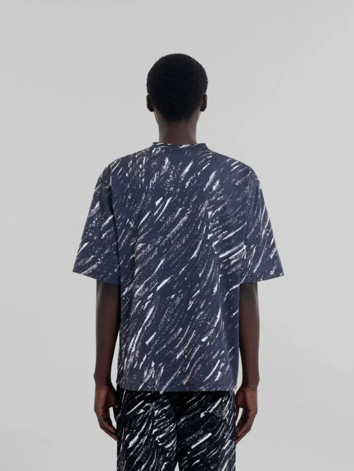 Men Marni Tops and Tshirts Black Crayon Print Organic Cotton TShirt