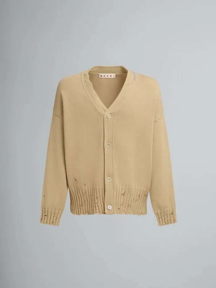 Men Marni Tops and Tshirts Brown Cotton Cardigan With Marni Symbol