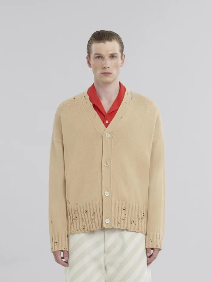 Men Marni Tops and Tshirts Brown Cotton Cardigan With Marni Symbol