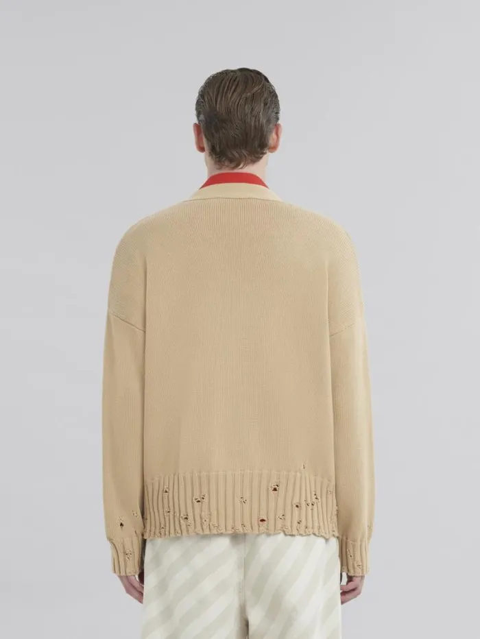Men Marni Tops and Tshirts Brown Cotton Cardigan With Marni Symbol
