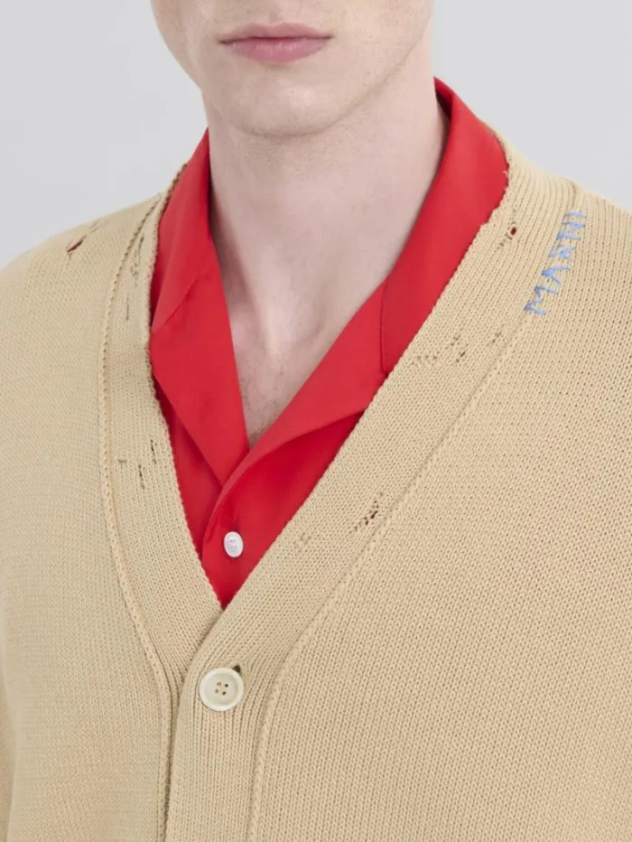 Men Marni Tops and Tshirts Brown Cotton Cardigan With Marni Symbol