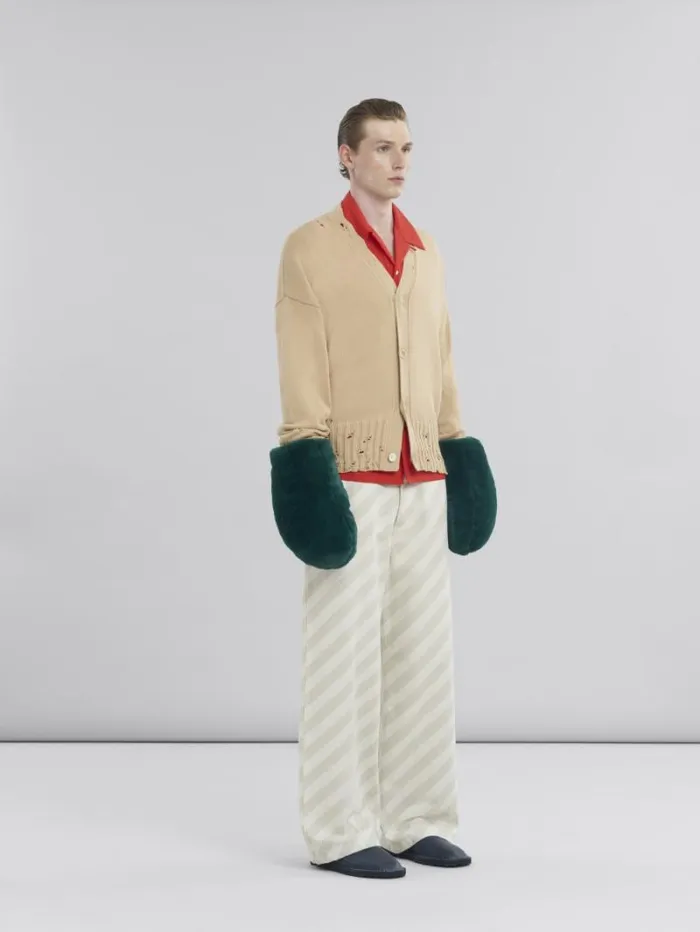 Men Marni Tops and Tshirts Brown Cotton Cardigan With Marni Symbol