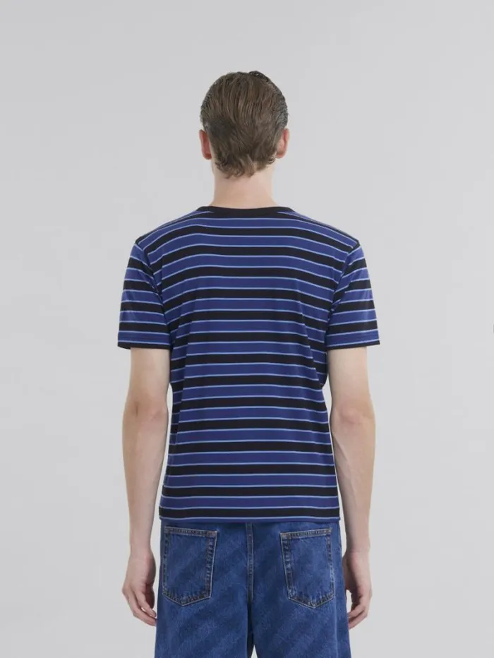 Men Marni Tops and Tshirts Red Striped Boxy Cotton TShirt