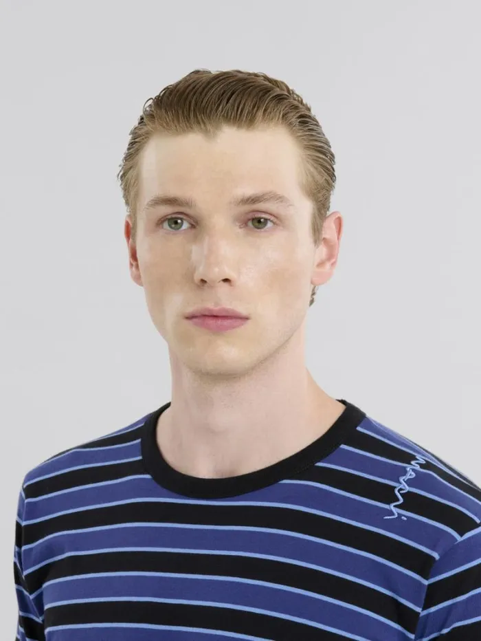 Men Marni Tops and Tshirts Red Striped Boxy Cotton TShirt