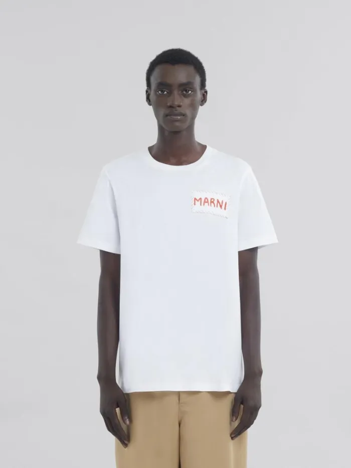 Men Marni Tops and Tshirts White Crew Neck TShirt
