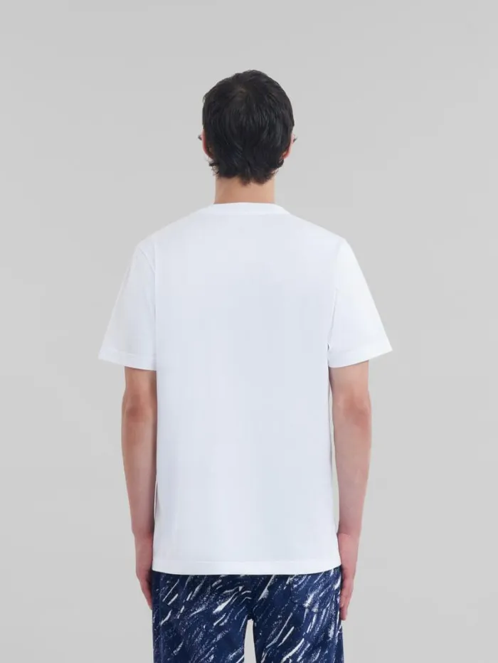 Men Marni Tops and Tshirts White Organic Cotton TShirt With Marni Mending Logo