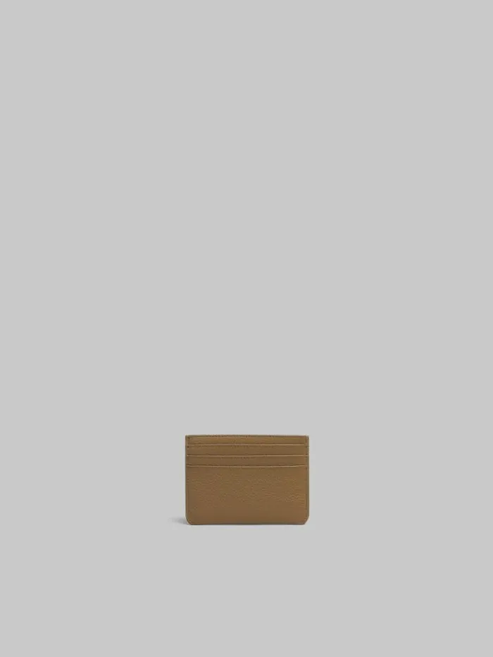 Men Marni Wallets and Small Leather Goods Brown Leather Cardholder With Marni Mending Embroidery