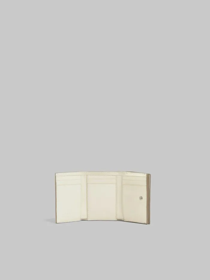 Men Marni Wallets and Small Leather Goods Taupe Leather Trifold Wallet With Raised Marni Logo