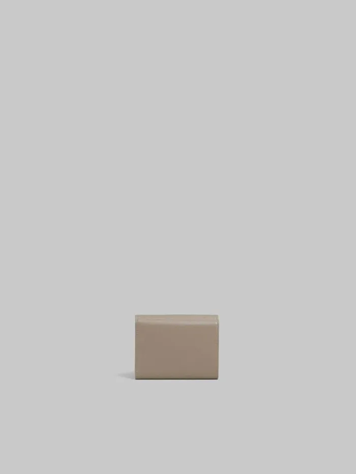 Men Marni Wallets and Small Leather Goods Taupe Leather Trifold Wallet With Raised Marni Logo