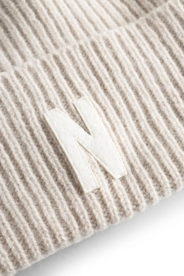Men Merino Lambswool Rib N Logo Beanie Burgundy Norse Projects Beanies