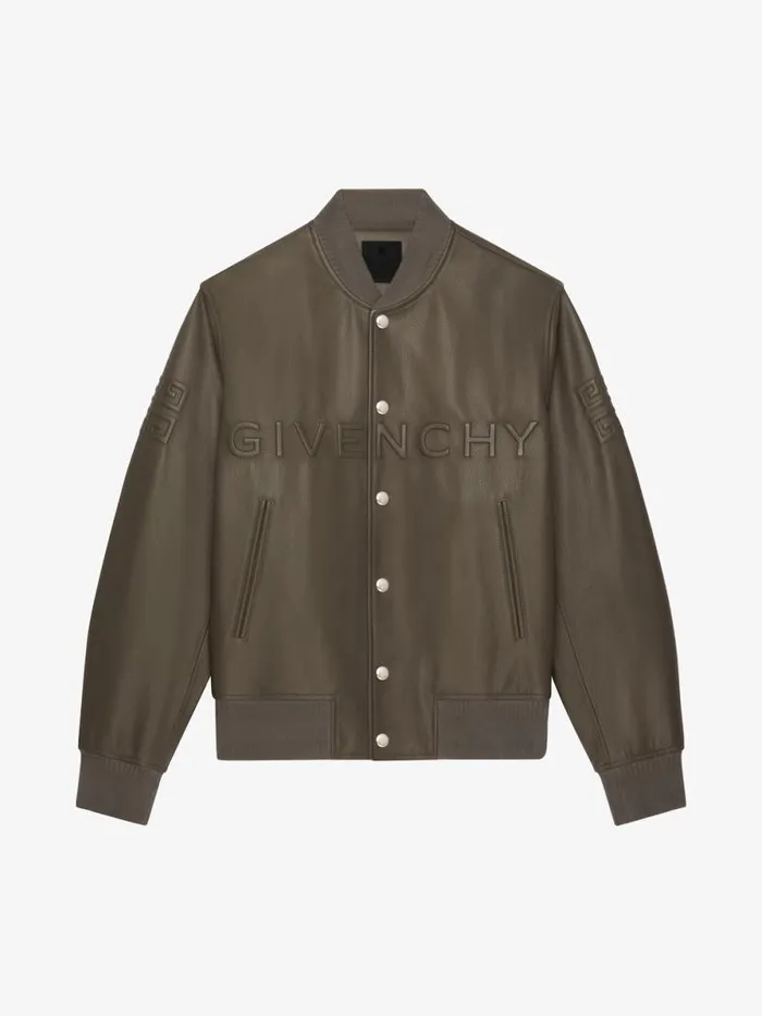 Men Outerwear and Blousons Givenchy GIVENCHY Varsity Jacket In Leather Khaki