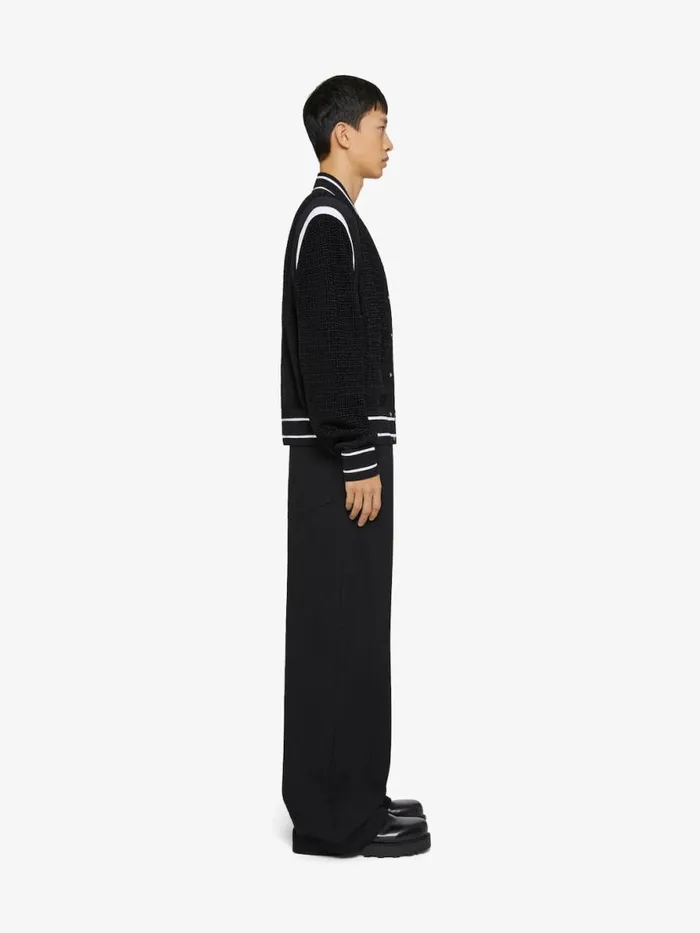Men Outerwear and Blousons Givenchy Varsity Jacket In 4G Knit With Velvet Effect Black