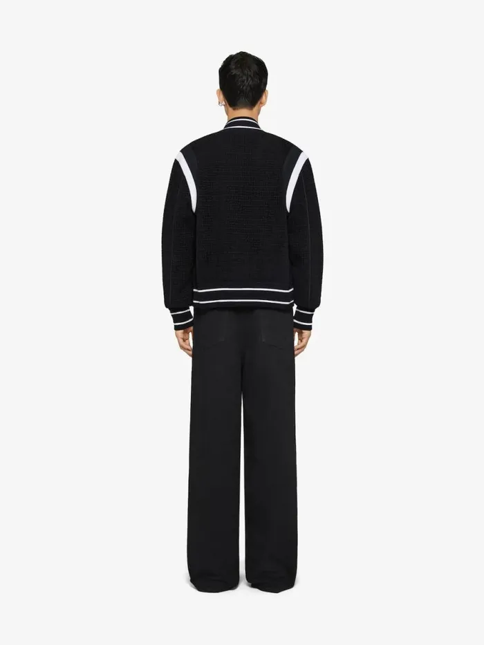 Men Outerwear and Blousons Givenchy Varsity Jacket In 4G Knit With Velvet Effect Black