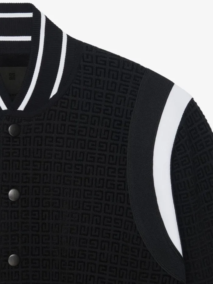 Men Outerwear and Blousons Givenchy Varsity Jacket In 4G Knit With Velvet Effect Black