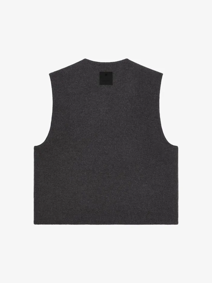 Men Outerwear and Blousons Givenchy Waistcoat In Double Face Wool And Cashmere Dark Grey