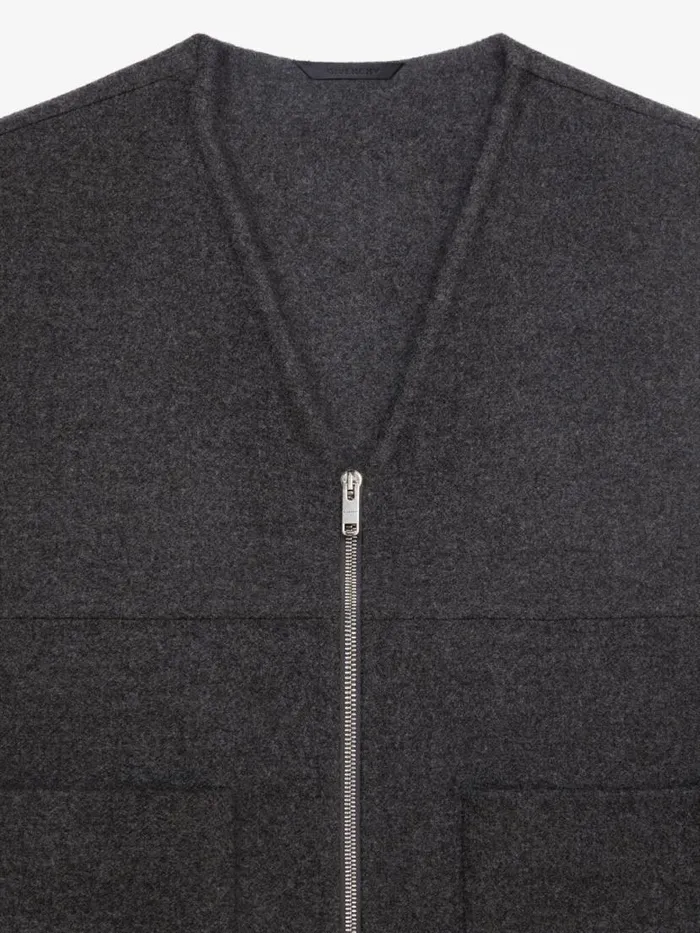 Men Outerwear and Blousons Givenchy Waistcoat In Double Face Wool And Cashmere Dark Grey