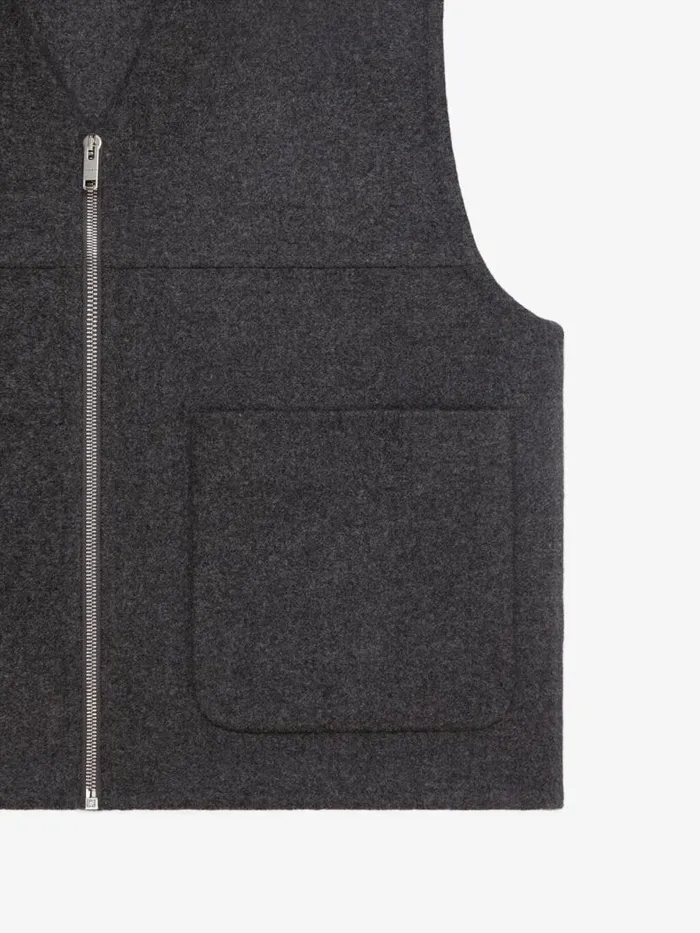 Men Outerwear and Blousons Givenchy Waistcoat In Double Face Wool And Cashmere Dark Grey