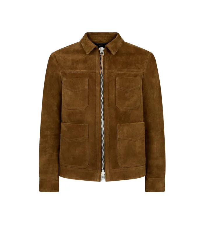 Men Outerwear Tom Ford Brushed Heathered Suede Four Pocket Blouson Cigar
