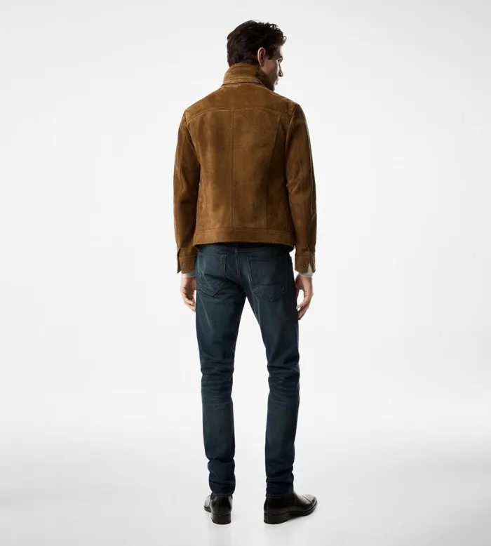 Men Outerwear Tom Ford Brushed Heathered Suede Four Pocket Blouson Cigar Men Outerwear Tom Ford Brushed Heathered Suede Four Pocket Blouson Cigar