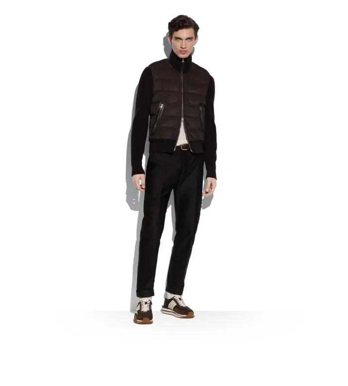 Men Outerwear Tom Ford Down Suede Front Zip Through Ebony Men Outerwear Tom Ford Down Suede Front Zip Through Ebony