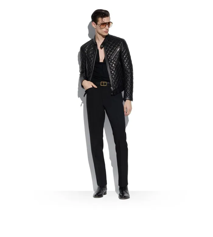 Men Outerwear Tom Ford Feather Nappa Quilted Caf Racer Black