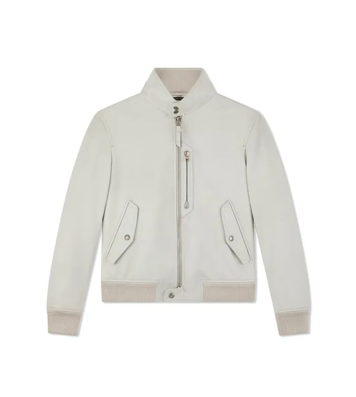 Men Outerwear Tom Ford Grain Leather Harrington With Zip