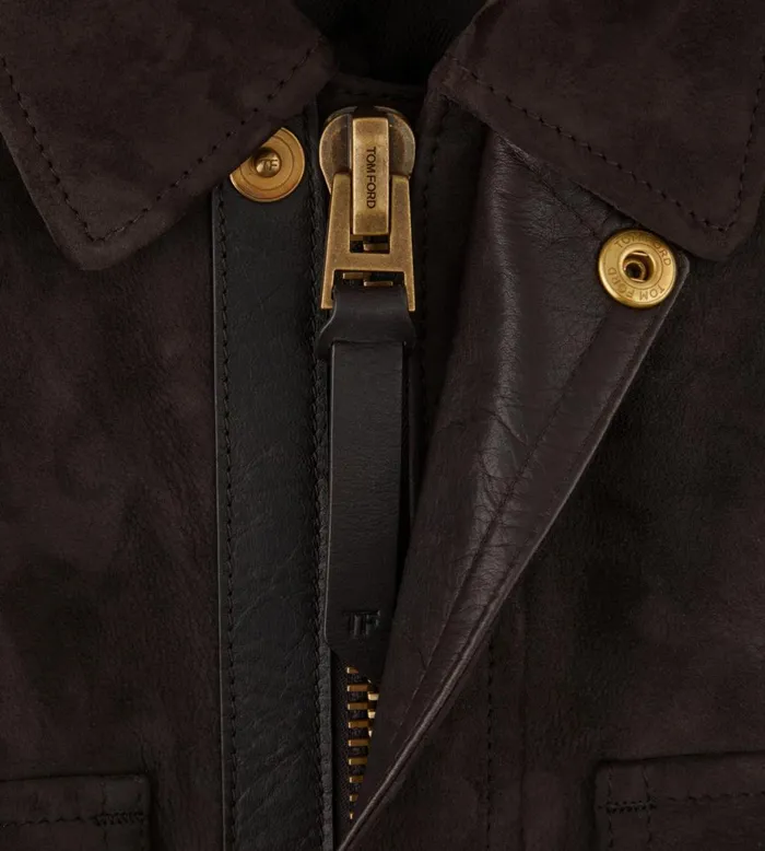 Men Outerwear Tom Ford Light Suede Field Jacket Ebony Men Outerwear Tom Ford Light Suede Field Jacket Ebony