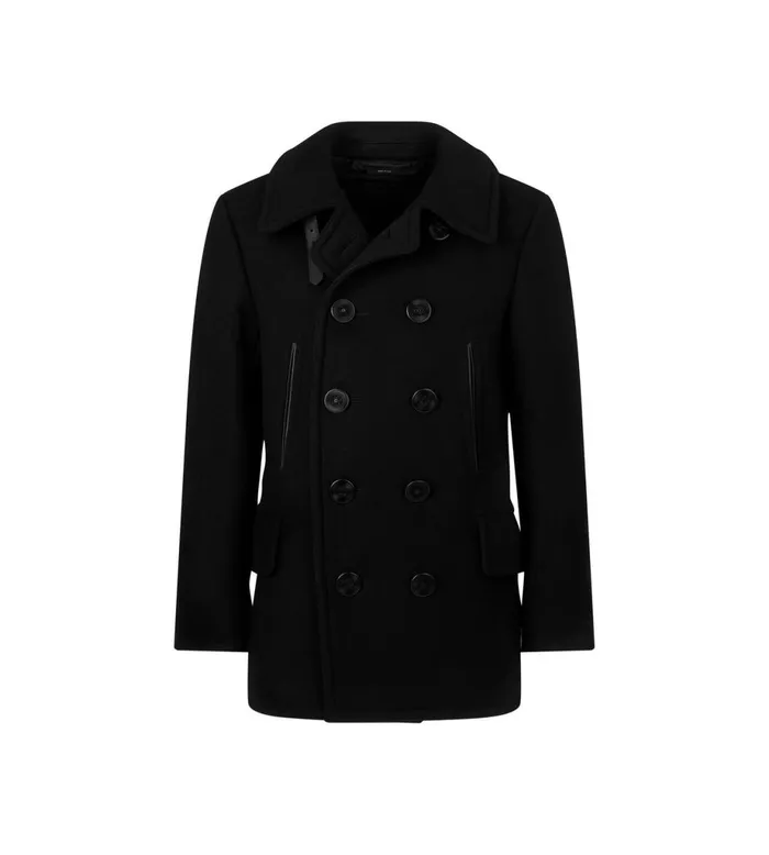 Men Outerwear Tom Ford Melton Peacoat Black