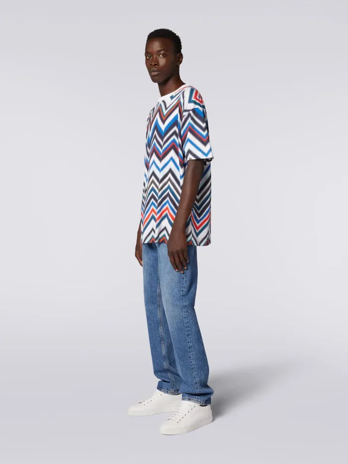 Men Oversized TShirt In Zigzag Cotton Multicoloured Missoni Polos and Tshirts