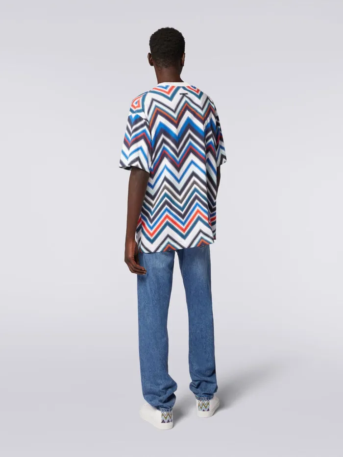 Men Oversized TShirt In Zigzag Cotton Multicoloured Missoni Polos and Tshirts
