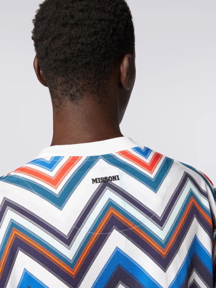 Men Oversized TShirt In Zigzag Cotton Multicoloured Missoni Polos and Tshirts