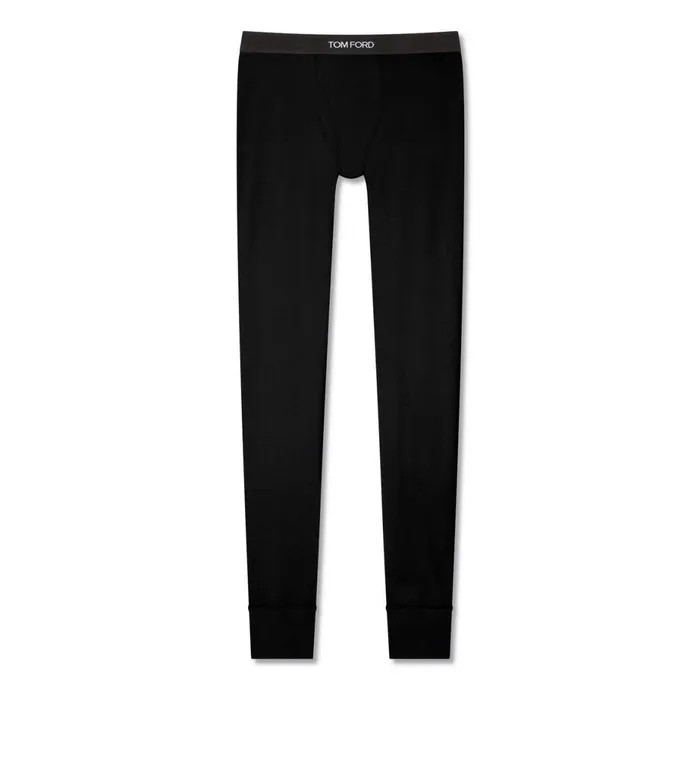 Men PAJAMA PANTS and LONG JOHNS Tom Ford Cotton Long Johns Black