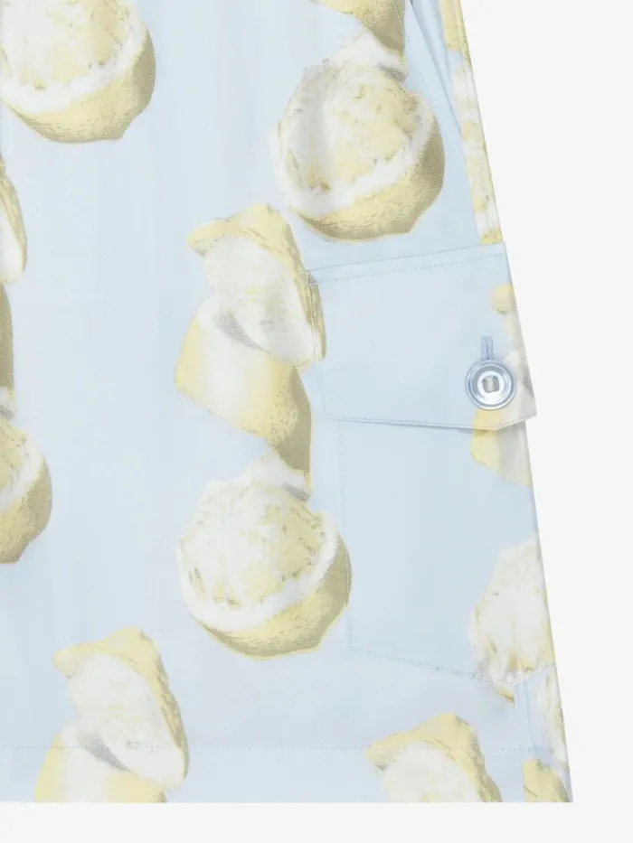 Men Pants and Shorts Givenchy Bermuda Shorts In Silk With Lemon Print Blueyellow