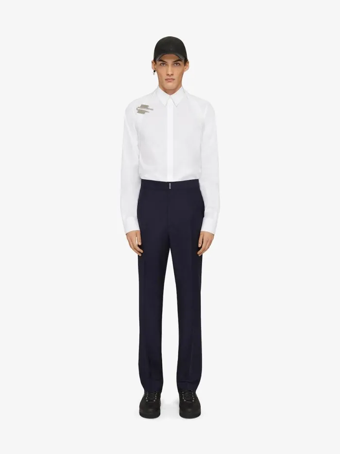 Men Pants and Shorts Givenchy Slimfit Pants In Technical Wool Navy