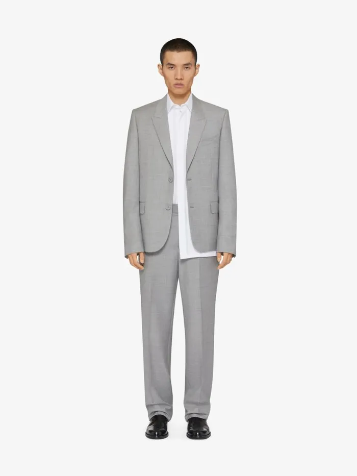 Men Pants and Shorts Givenchy Tailored Pants In Wool Greywhite