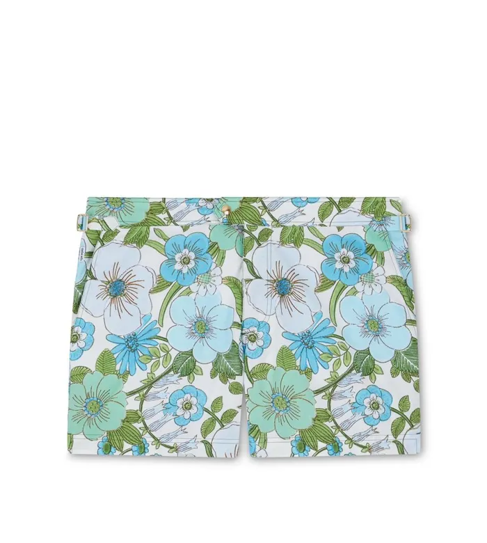Men Pants and Shorts Tom Ford 60039S Floral Print Swim Short Sky