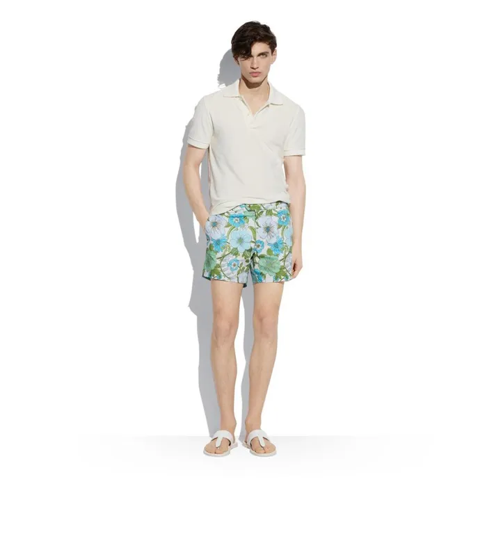 Men Pants and Shorts Tom Ford 60039S Floral Print Swim Short Sky Men Pants and Shorts Tom Ford 60039S Floral Print Swim Short Sky