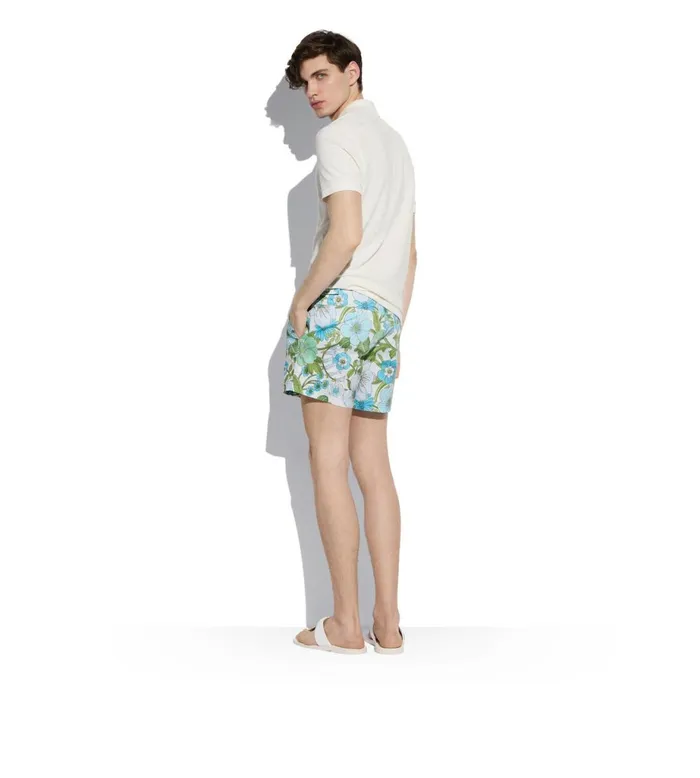 Men Pants and Shorts Tom Ford 60039S Floral Print Swim Short Sky Men Pants and Shorts Tom Ford 60039S Floral Print Swim Short Sky