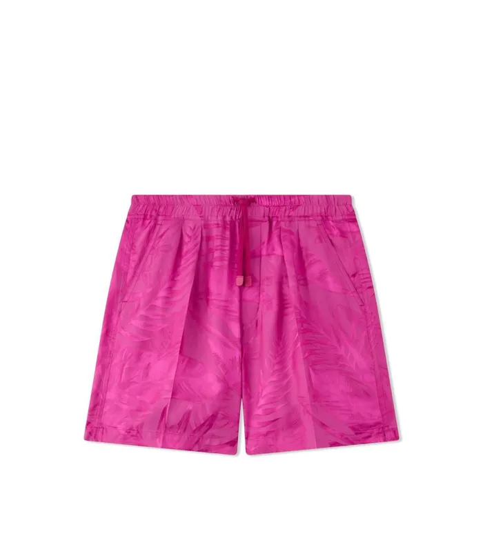 Men Pants and Shorts Tom Ford Floral Viscose Jacquard Pleat Short Magenta