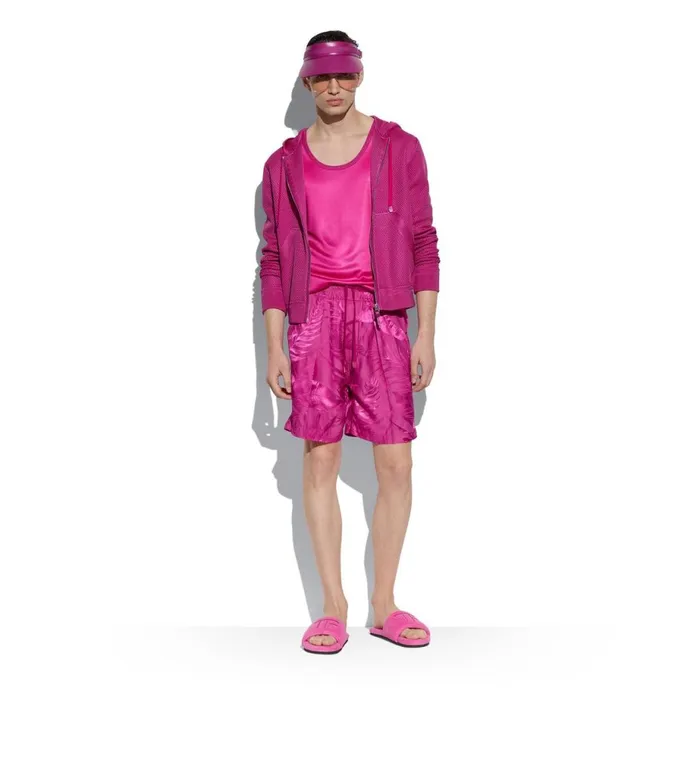Men Pants and Shorts Tom Ford Floral Viscose Jacquard Pleat Short Magenta Men Pants and Shorts Tom Ford Floral Viscose Jacquard Pleat Short Magenta