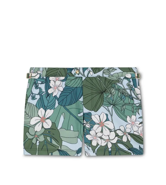 Men Pants and Shorts Tom Ford Tropical Floral Print Swim Short Greensky