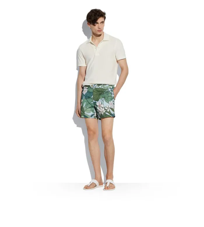 Men Pants and Shorts Tom Ford Tropical Floral Print Swim Short Greensky Men Pants and Shorts Tom Ford Tropical Floral Print Swim Short Greensky
