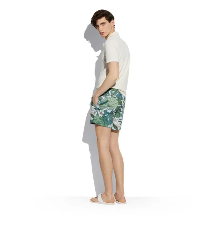 Men Pants and Shorts Tom Ford Tropical Floral Print Swim Short Greensky Men Pants and Shorts Tom Ford Tropical Floral Print Swim Short Greensky