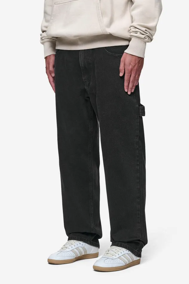 Men Pegador Basic Bottoms Daule Baggy Workwear Jeans Washed Black