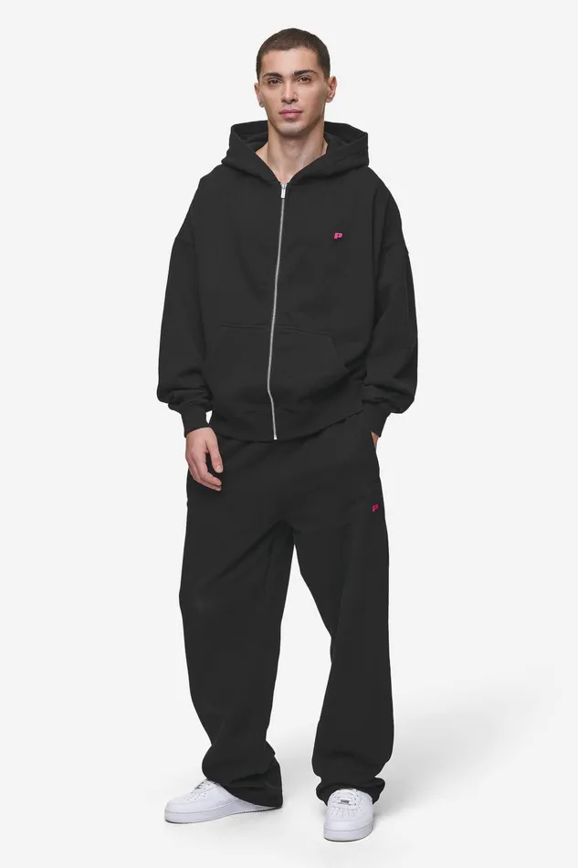Men Pegador Hoodies Leono Boxy Sweat Jacket Washed Black Virtual Pink Gum Men Pegador Hoodies Leono Boxy Sweat Jacket Washed Black Virtual Pink Gum