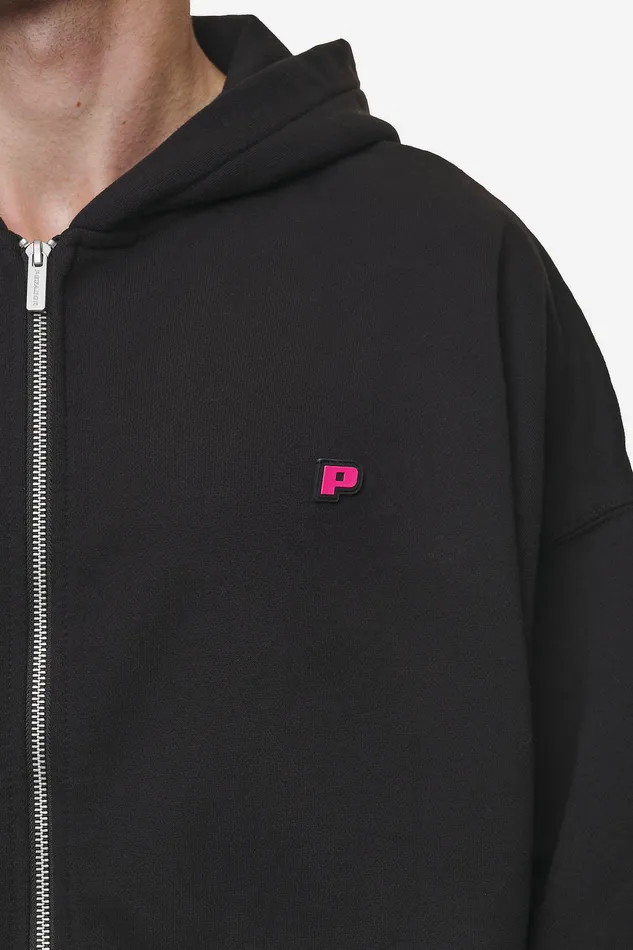 Men Pegador Hoodies Leono Boxy Sweat Jacket Washed Black Virtual Pink Gum Men Pegador Hoodies Leono Boxy Sweat Jacket Washed Black Virtual Pink Gum