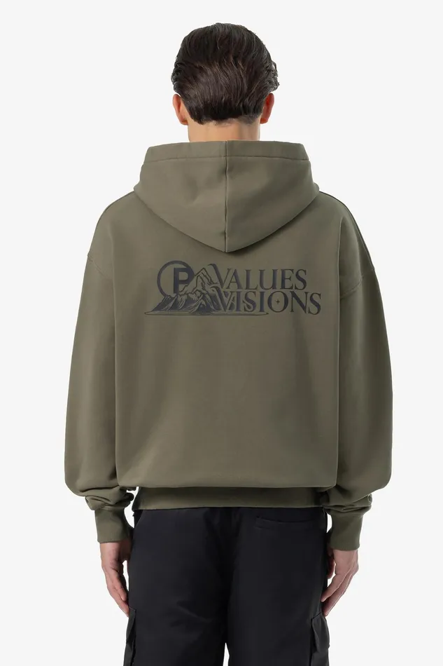 Men Pegador Hoodies Mahan Oversized Sweat Jacket Washed Faded Olive