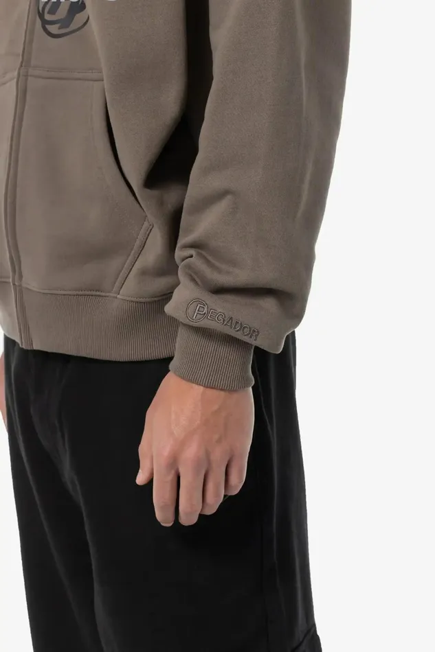 Men Pegador Hoodies Wakun Boxy Sweat Jacket Washed Dust Brown