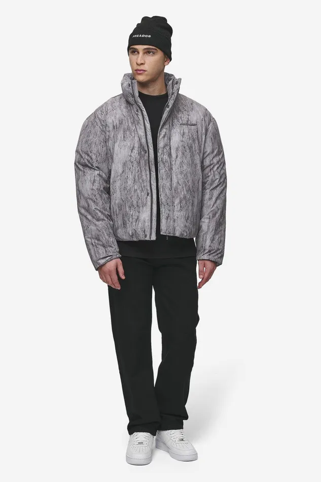 Men Pegador Jacken Lavoy Ripstop Crushed Cropped Boxy Puffer Jacket Steel Grey